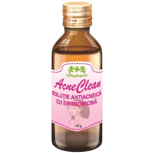 Solutie antiacneica cu eritromicina, Acne Clean, 30g, Infopharm — preț și oferte