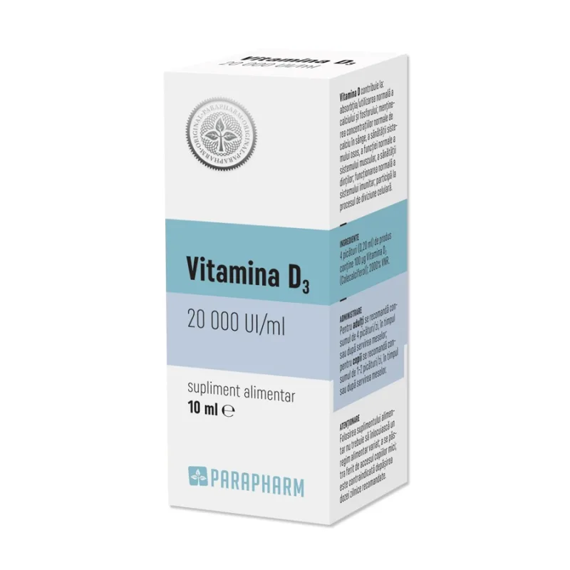 Vitamina D3 20000 UI/ml, 10ml, Parapharm — preț și oferte
