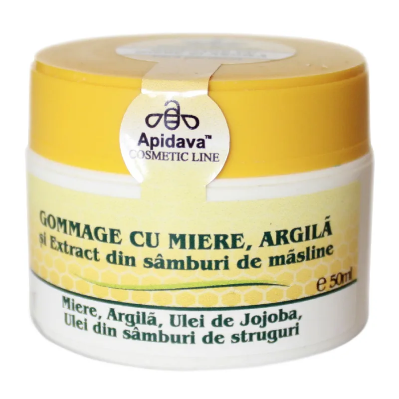 Gommage cu miere, argila si extract din samburi de masline, 50 ml, Apidava — preț și oferte
