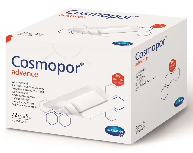 Plasture steril cu corp absorbant si margini autoadezive, 7.2x5 cm, 25 plasturi, Cosmopor HARTMANN — preț și oferte