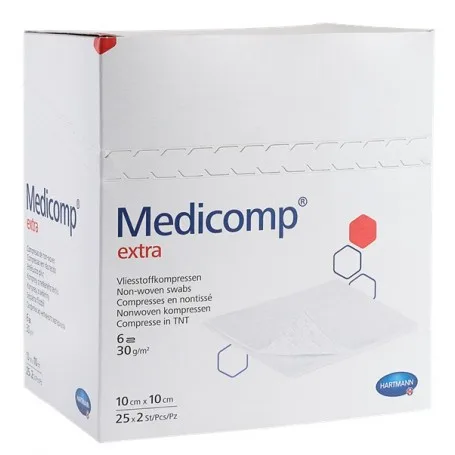 Comprese extra absorbante din material netesut, 7.5x7.5 cm, 25 bucati, Medicomp HARTMANN — preț și oferte