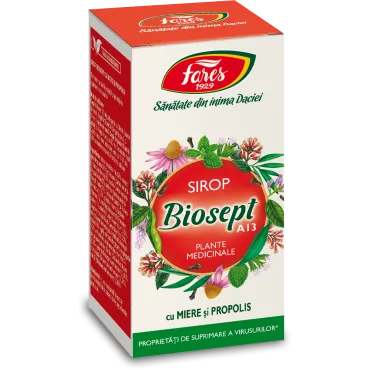 Sirop Biosept sirop A13 plante medicinale cu miere si propolis, 100ml, Fares — preț și oferte
