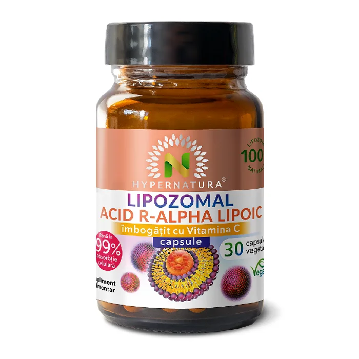 Lipozomal Acid R-Alpha-Lipoic, 30 capsule vegetale, Hypernatura — preț și oferte