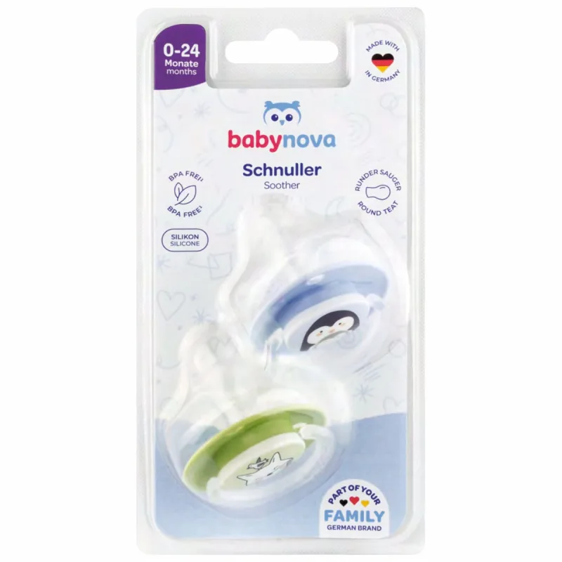 Suzeta din silicon cu inel rotund si forma naturala, 2 bucati, 0-18 luni, 26210, Baby Nova — preț și oferte