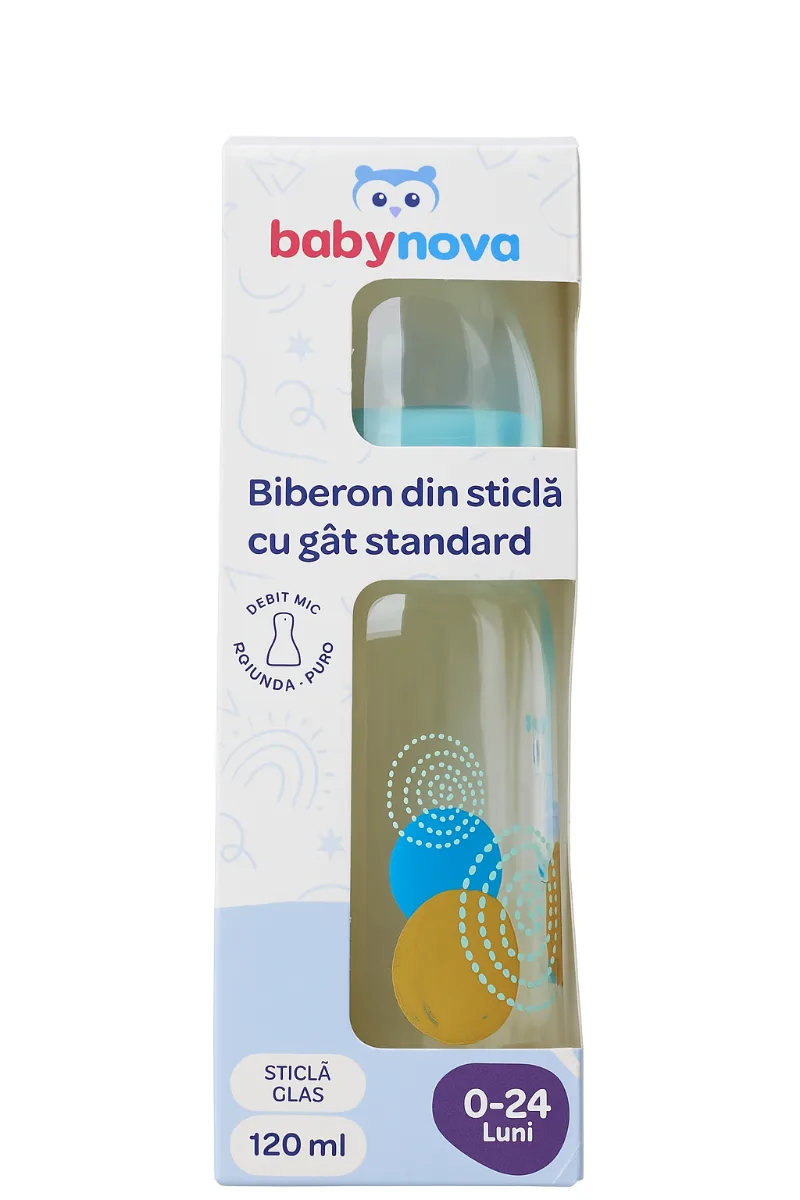 Biberon din sticla 0-24 luni, 120ml, Baby Nova — preț și oferte