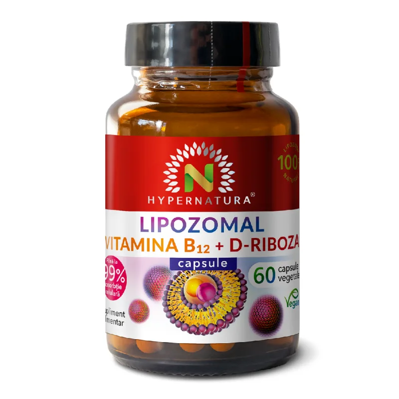 Lipozomal Vitamina B12 + D-Riboza, 60 capsule vegetale, Hypernatura — preț și oferte