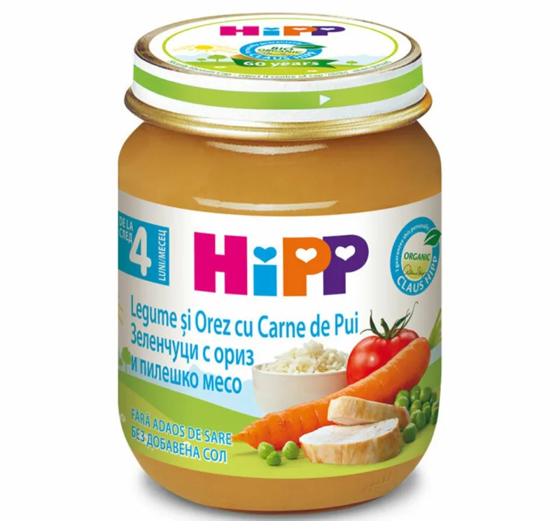 Legume cu orez si pui, incepand de la 4 luni, 125 g, HiPP — preț și oferte