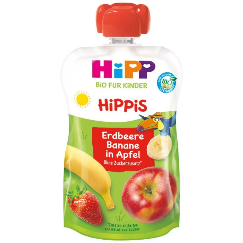 Piure de fructe, capsuni banana si mar, incepand de la 12 luni, 100g, HiPP — preț și oferte