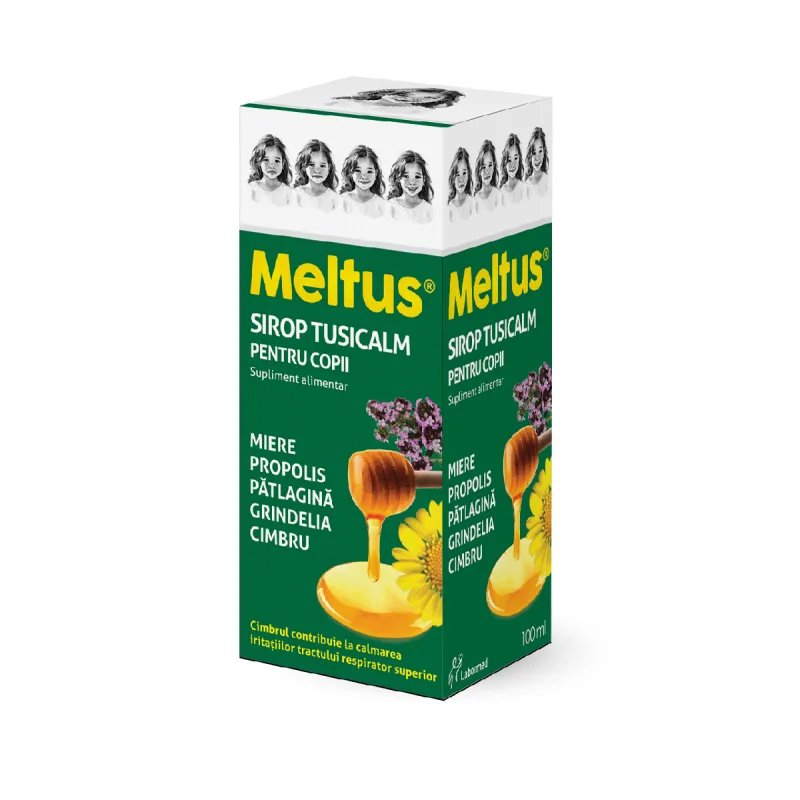 Meltus Tusicalm sirop cu miere, cimbru, grindelia, patlagina si tinctura de propolis pentru copii, 100ml, Labormed — preț și oferte