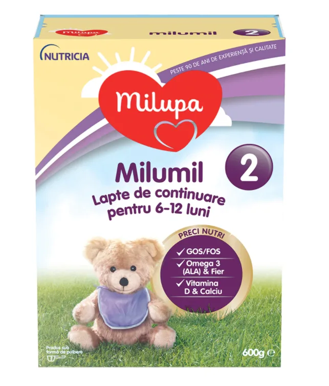 Lapte pentru continuare pentru 6-12 luni Milumil 2, 600g, Milupa — preț și oferte