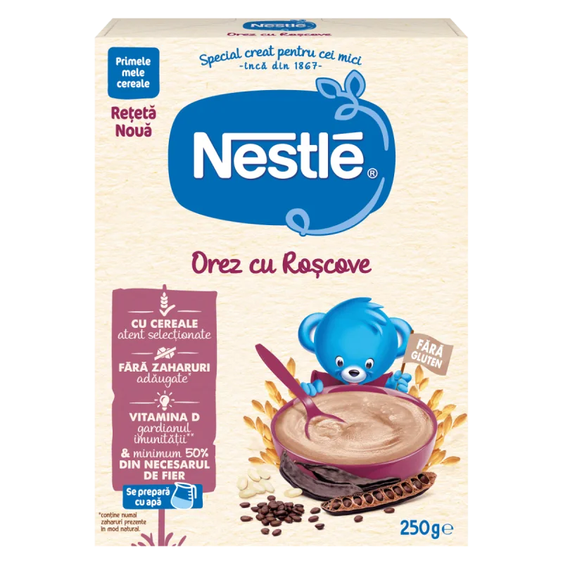 Cereale pe baza de orez si roscove +6 luni, 250g, Nestle — preț și oferte
