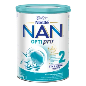 Lapte praf Nan 2 Optipro, incepand de la 6 luni, 800 g, Nestle