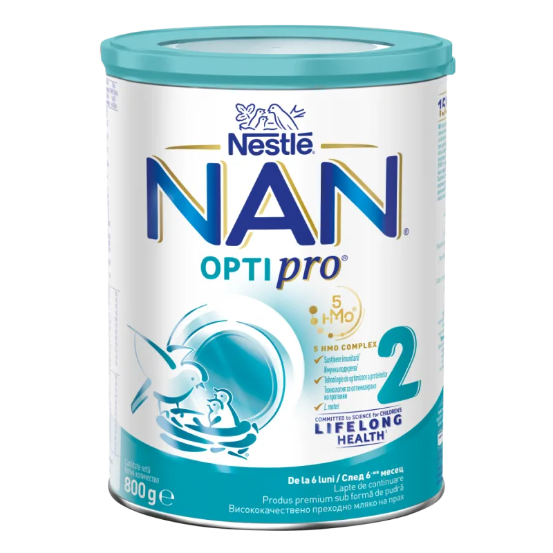 Lapte praf Nan 2 Optipro, incepand de la 6 luni, 800 g, Nestle — preț și oferte