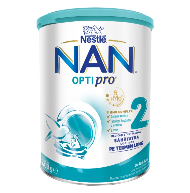 Lapte praf Nan 2 Optipro Premium +6 luni, 400g, Nestle — preț și oferte