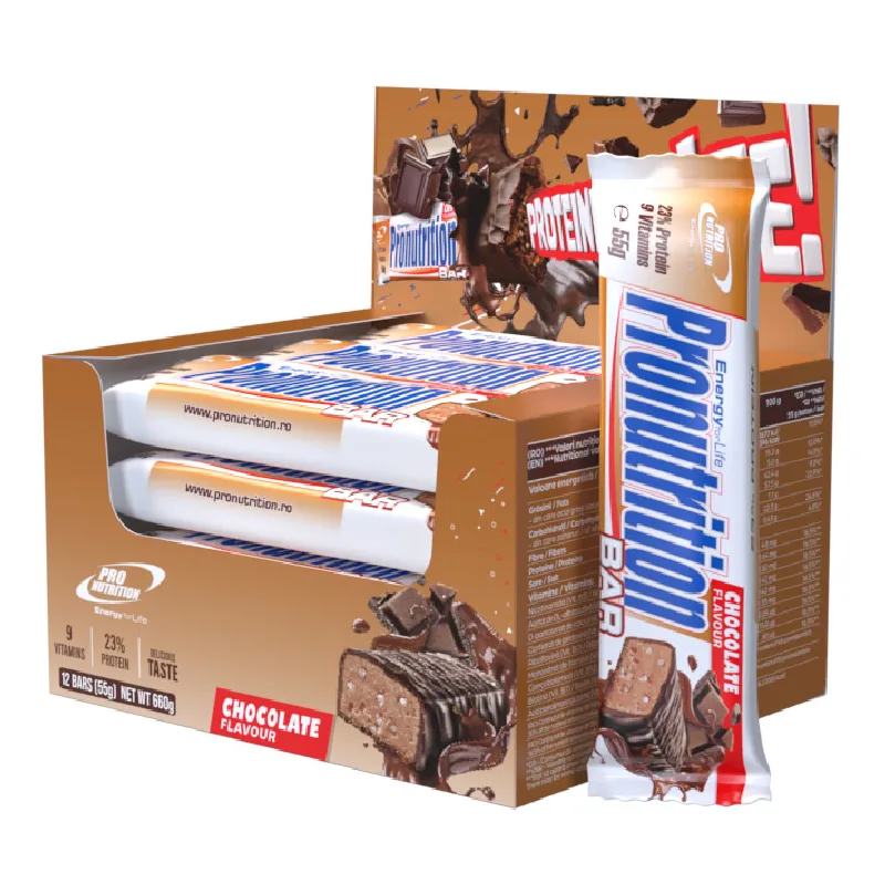 Cutie Batoane proteice ciocolata, 12 bucati*55g, Pro Nutrition — preț și oferte