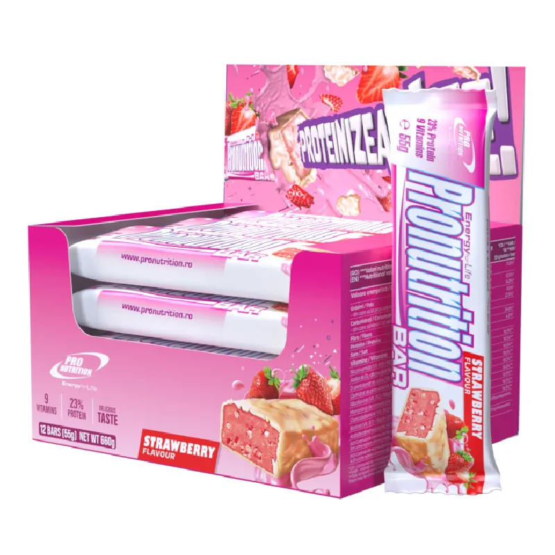 Cutie Batoane proteice capsuni, 12bucati*55g, Pro Nutrition — preț și oferte