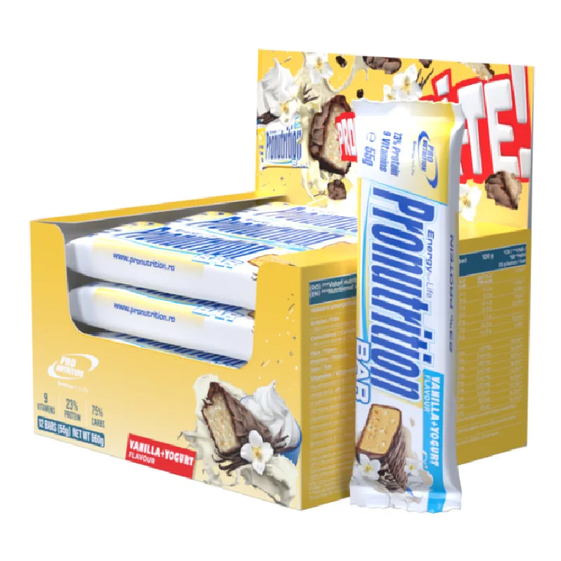Cutie Batoane proteice vanilie, 12 bucati*55g, Pro Nutrition — preț și oferte