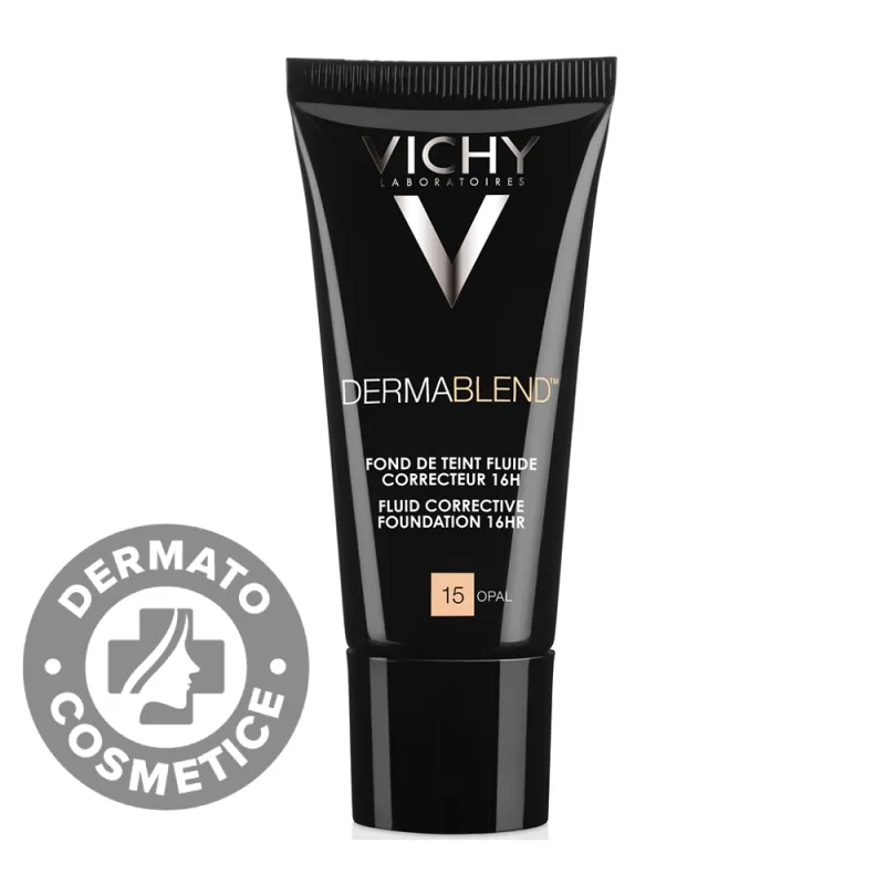 Fond de ten corector fluid rezistenta 16h SPF28 ten normal sau uscat Dermablend 15, 30ml, Vichy — preț și oferte