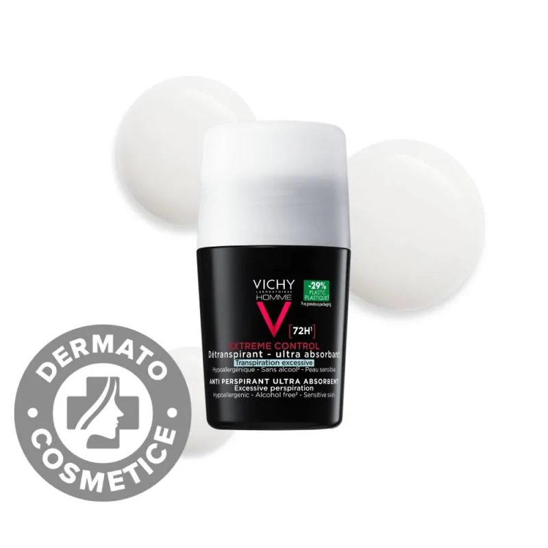 Deodorant roll-on pentru barbati control extrem 72h Homme, 50ml, Vichy — preț și oferte