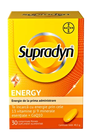 Multivitamine si minerale Supradyn Energy cu Coenzima Q10, 30 comprimate filmate, Bayer