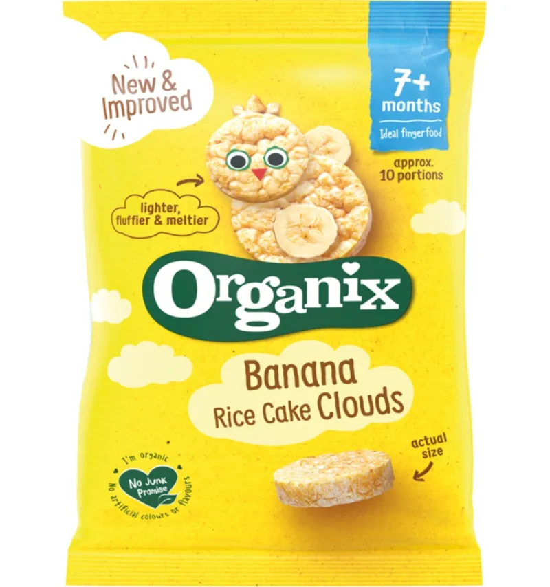 Rondele din orez expandat cu banane 7+ Bio, 50g, Organix — preț și oferte