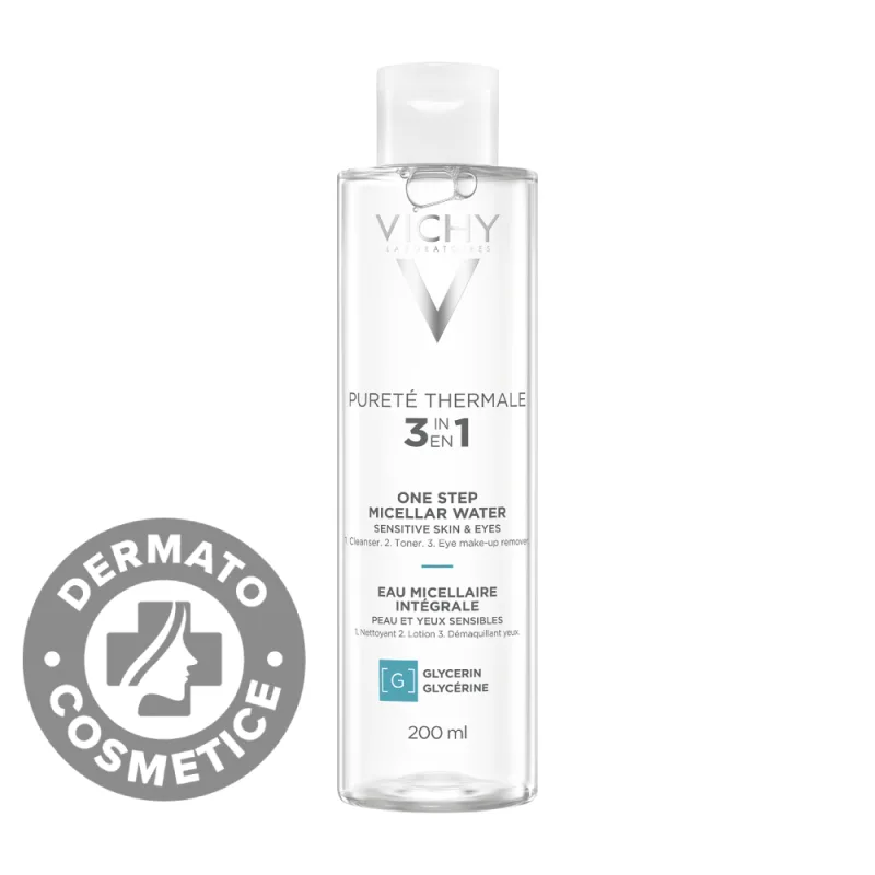 Solutie micelara de curatare si demachiere Purete Thermale pentru ten sensibil, 200ml, Vichy — preț și oferte