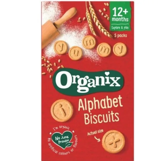 Biscuiti Bio Alfabet, incepand de la 12 luni, 5 x 25 g, Organix Goodies — preț și oferte