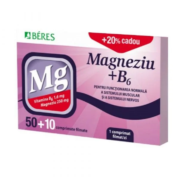 Magneziu + B6, 50 comprimate + 10 gratis, Beres — preț și oferte
