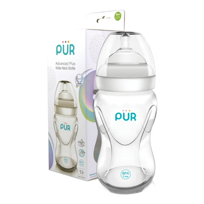 Biberon Advanced cu gura larga, 250ml, PUR PUR BABY — preț și oferte