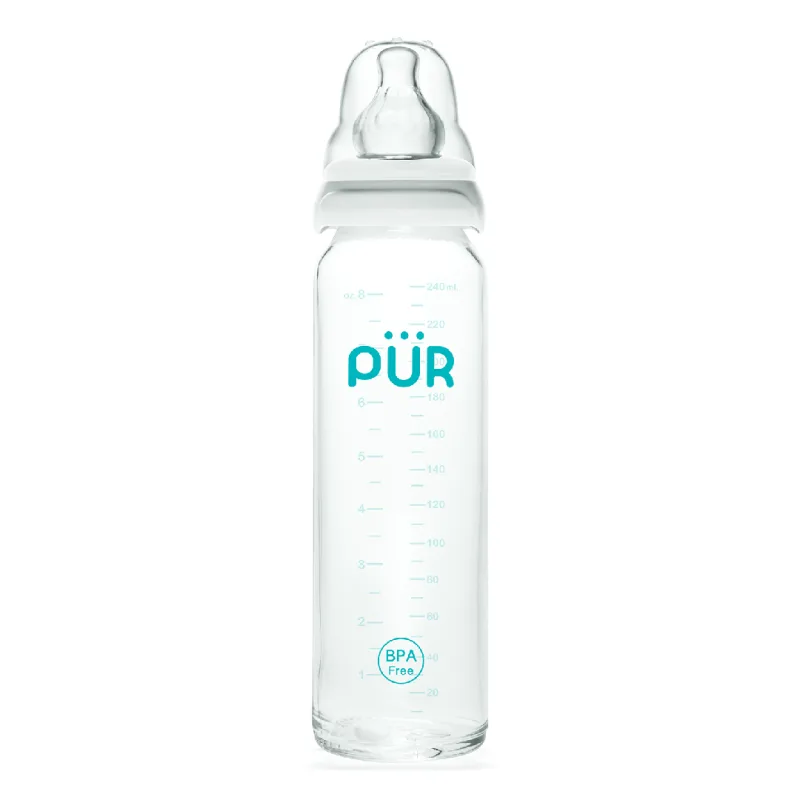 Biberon din sticla, 240ml, PUR PUR BABY — preț și oferte