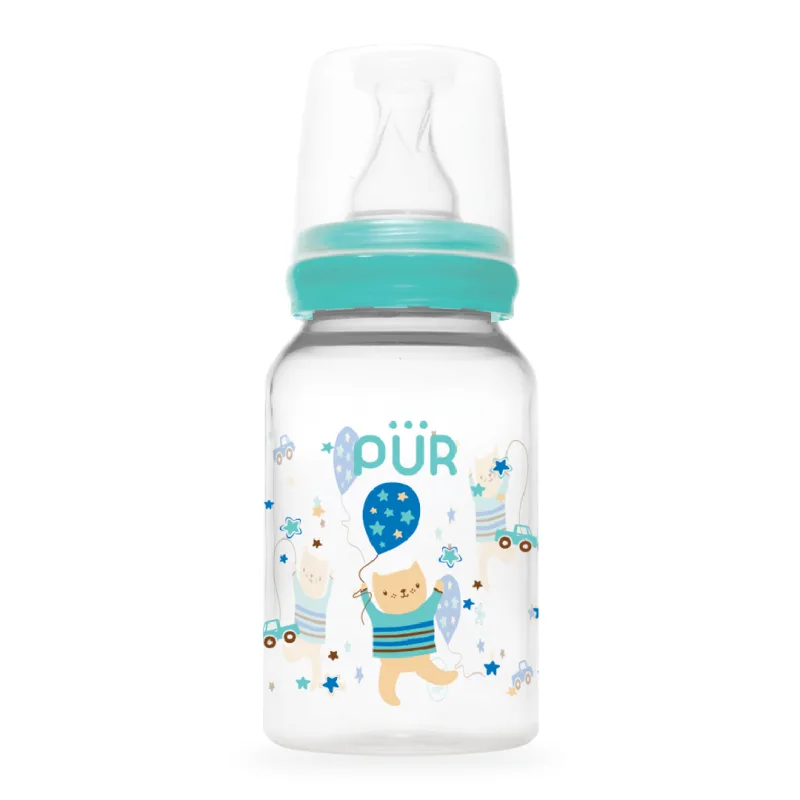 Biberon cu desen, verde, 0-3 luni, 125ml, PUR PUR BABY — preț și oferte