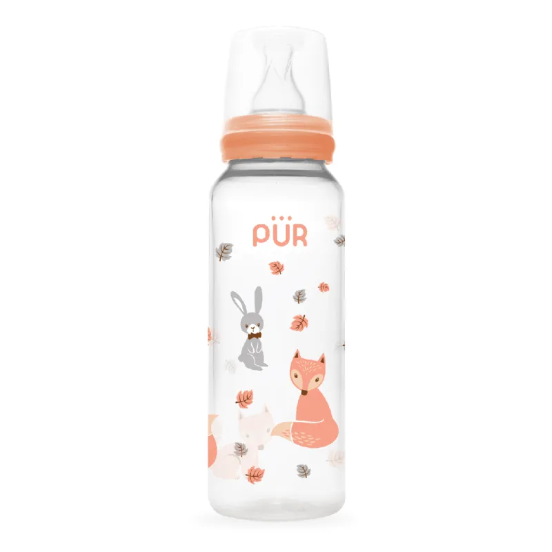Biberon cu desen, piersica, +3 luni, 250ml, PUR PUR BABY — preț și oferte