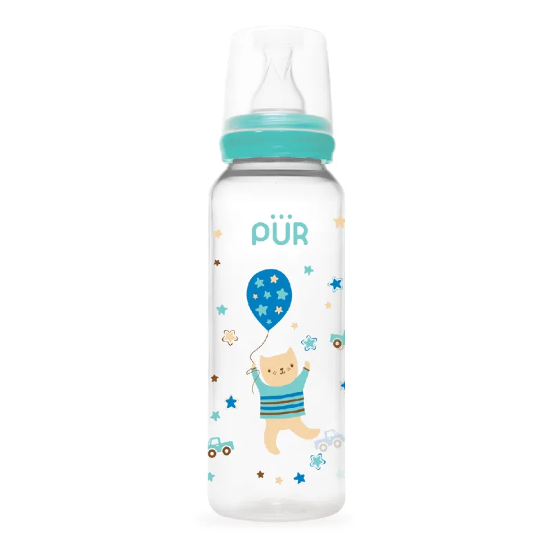 Biberon cu desen, verde, +3 luni, 250ml, PUR PUR BABY — preț și oferte