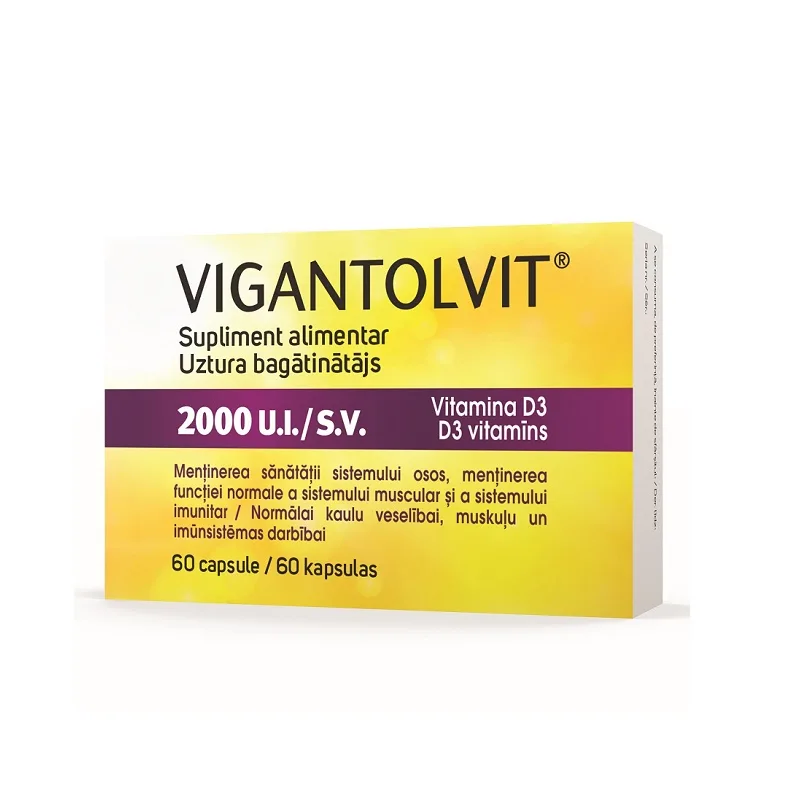 Vigantolvit 2000 U.I. Vitamina D3, 60 capsule, Catalent — preț și oferte