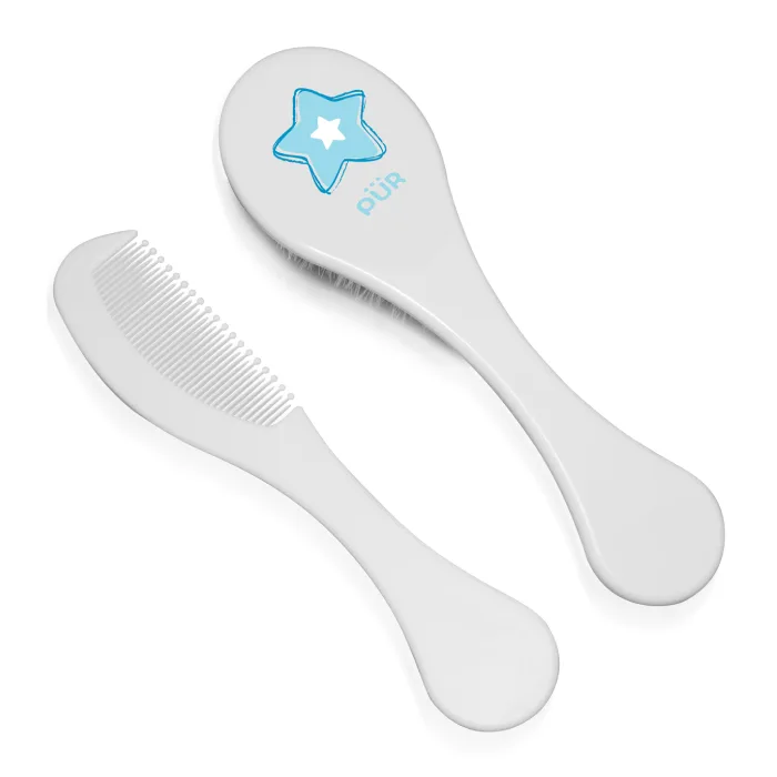 Set perie si pieptene, bleu, PUR PUR BABY — preț și oferte