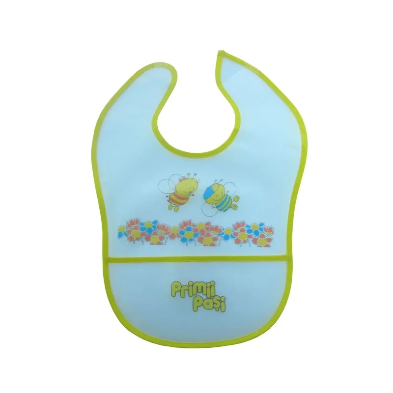 Baveta transparenta imprimata cu buzunar si velcro, Primii Pasi — preț și oferte