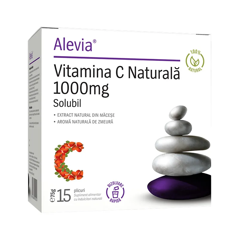 Vitamina C 1000 mg extract natural din macese, 15 plicuri, Alevia — preț și oferte