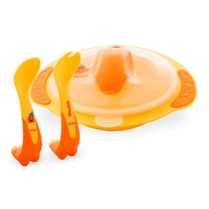 Set boluri in forma de morsa cu tacamuri, galben, PUR PUR BABY — preț și oferte