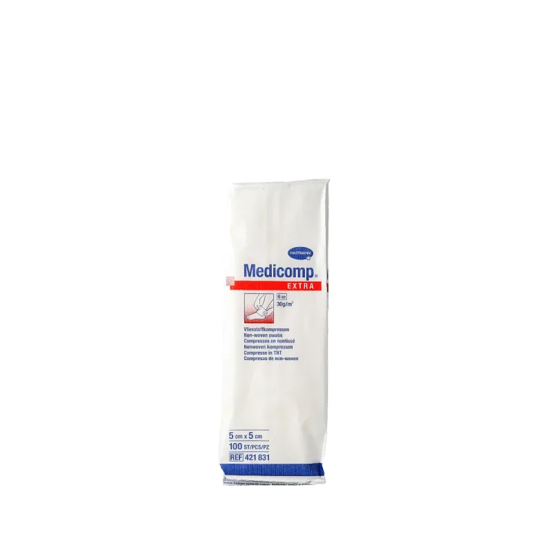 Comprese extra absorbante din material netesut Medicomp 5x5 cm, 100 bucati, Hartmann — preț și oferte