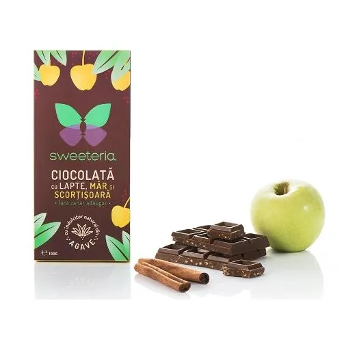 Ciocolata cu lapte mar si scortisoara cu indulcitor din agave, 100g, Sweeteria — preț și oferte