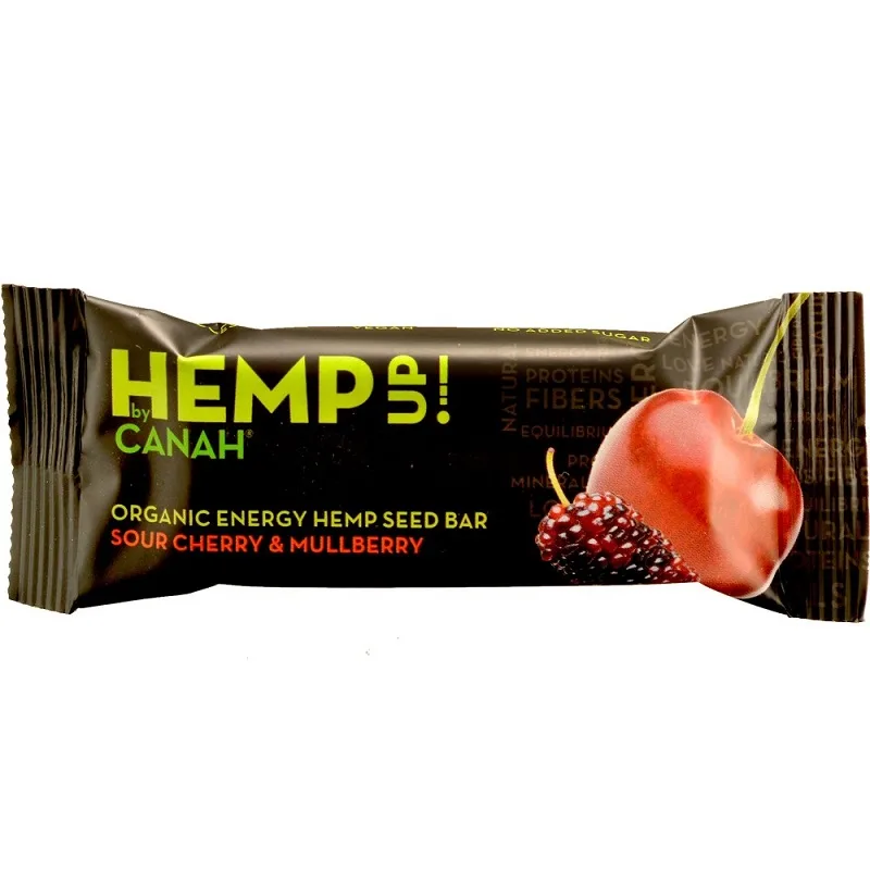 Baton din seminte de canepa cu visine si dude ECO, 48g, Canah — preț și oferte