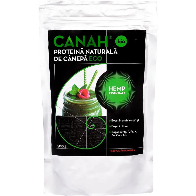 Pudra proteica de canepa ECO, 500g, Canah — preț și oferte