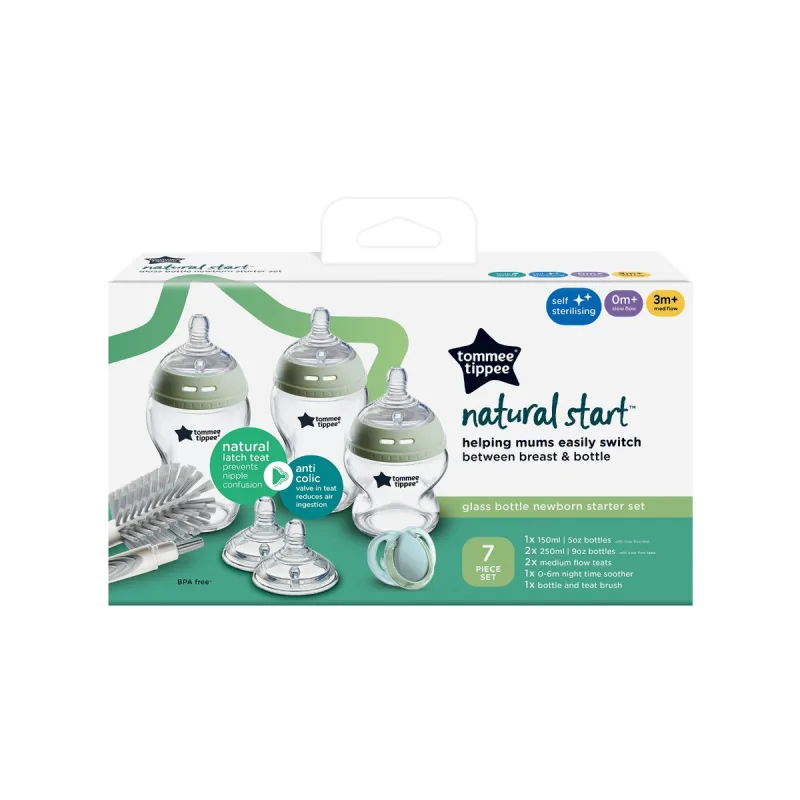 Kit biberoane din sticla 0 luni+ Natural Start, 1 bucata, Tommee Tippee — preț și oferte