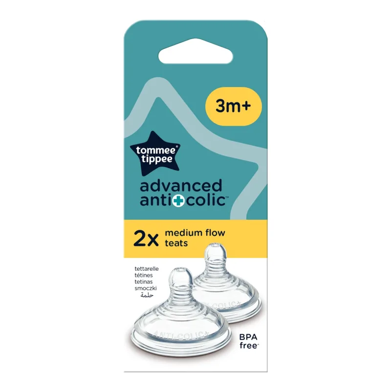 Tetine Advanced Anti-Colic Flux Mediu 3+ luni Natural Start, 2 bucati, Tommee Tippee — preț și oferte