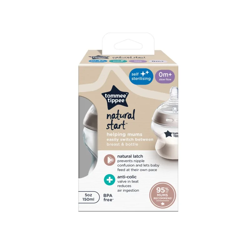 Biberon cu autosterilizare din PP pentru +0 luni Natural Start, 150ml, Tommee Tippee — preț și oferte