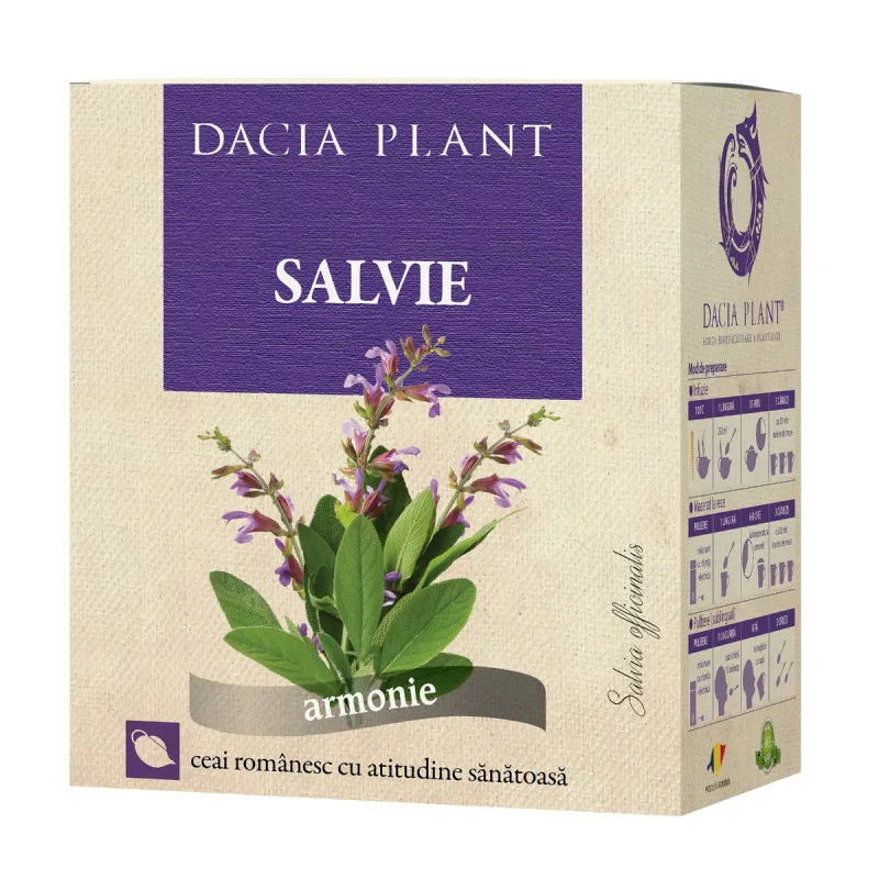 Ceai din frunze de salvie, 50g, Dacia Plant — preț și oferte