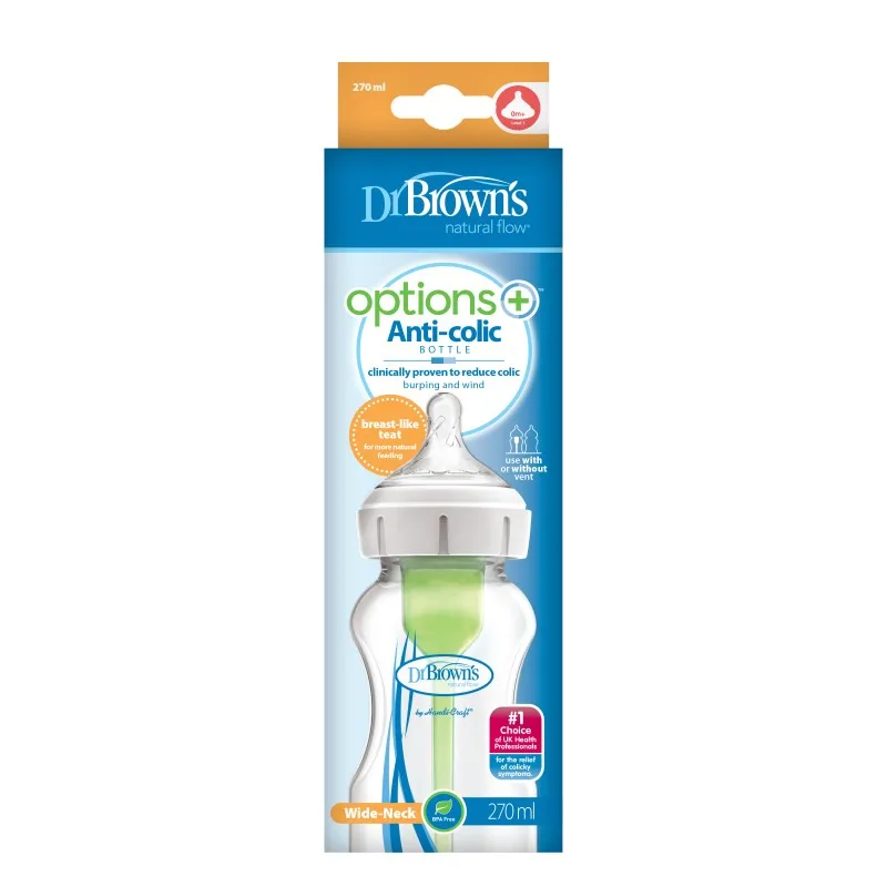 Biberon anti-colici cu gat larg Options+, 270ml, Dr. Brown's — preț și oferte