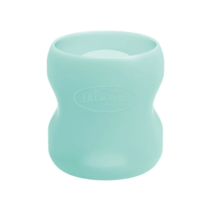 Protectie silicon pentru biberon din sticla cu gat larg verde menta, 150ml, Dr. Brown's — preț și oferte