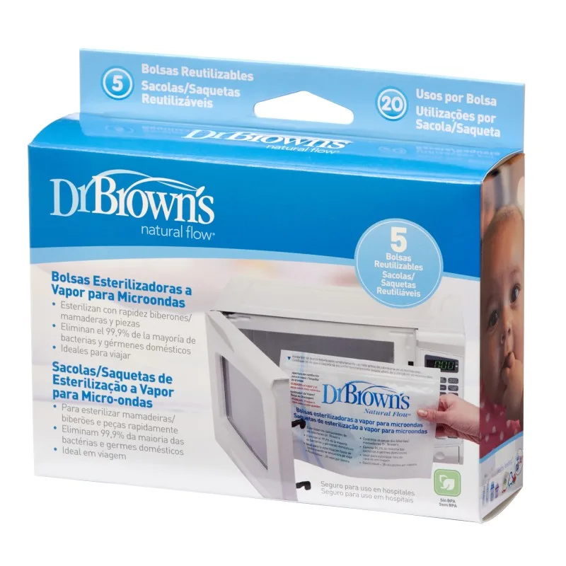Pungi pentru sterilizat in cuptorul cu microunde, 5 bucati x 180ml, Dr. Brown's — preț și oferte