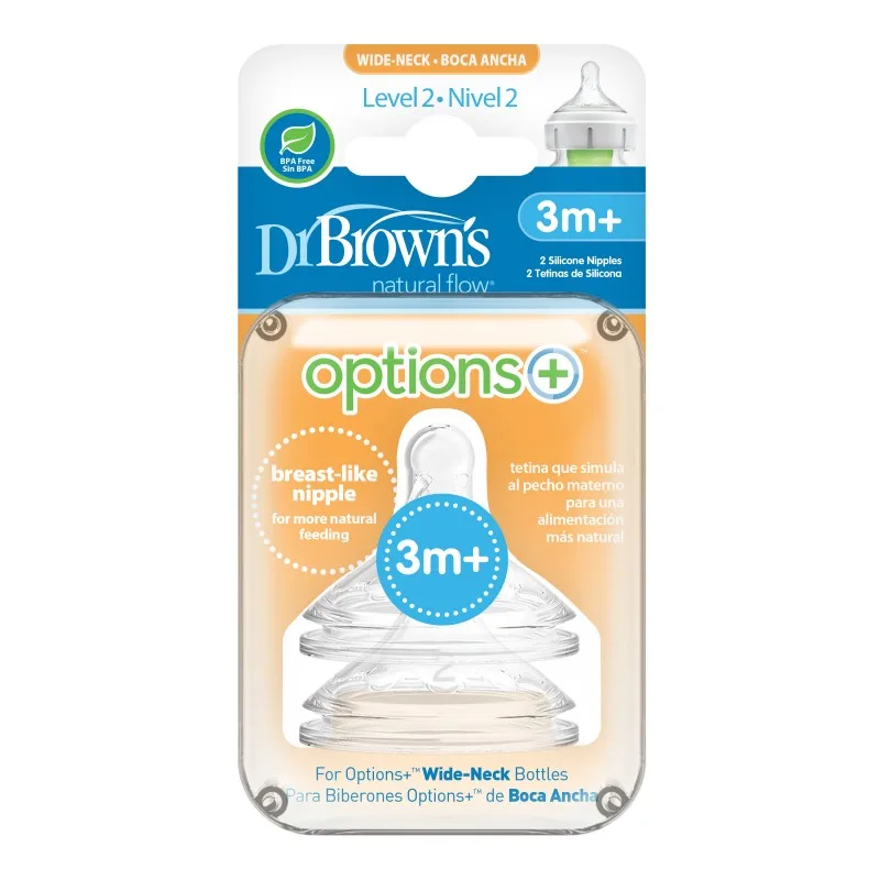 Tetine gat larg Options+ Nivel 2, 2 bucati, Dr. Brown's — preț și oferte